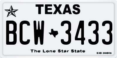 TX license plate BCW3433
