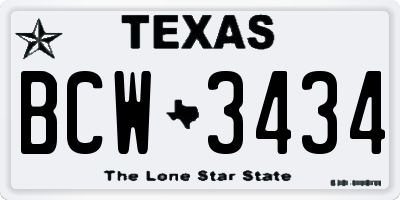 TX license plate BCW3434
