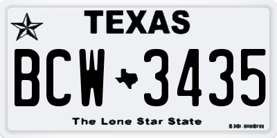 TX license plate BCW3435