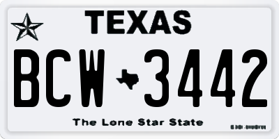 TX license plate BCW3442