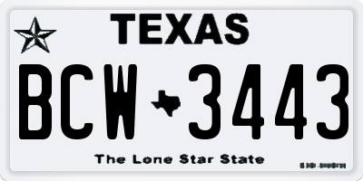 TX license plate BCW3443