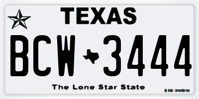 TX license plate BCW3444