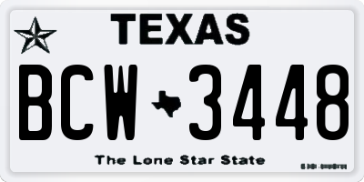 TX license plate BCW3448