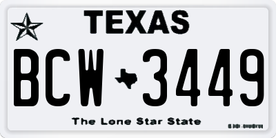 TX license plate BCW3449