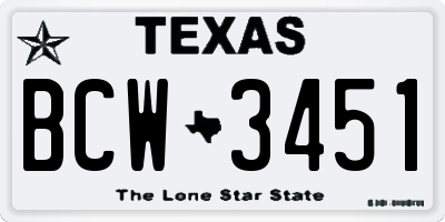TX license plate BCW3451