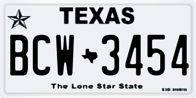 TX license plate BCW3454