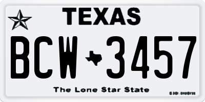 TX license plate BCW3457