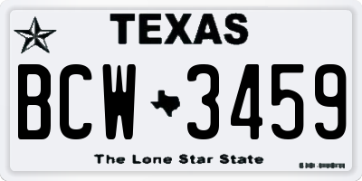 TX license plate BCW3459