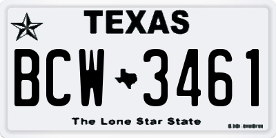 TX license plate BCW3461