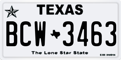 TX license plate BCW3463