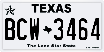 TX license plate BCW3464