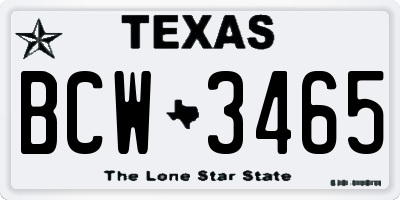 TX license plate BCW3465