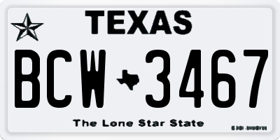 TX license plate BCW3467
