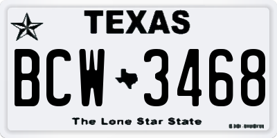 TX license plate BCW3468