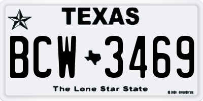 TX license plate BCW3469