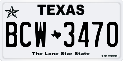 TX license plate BCW3470
