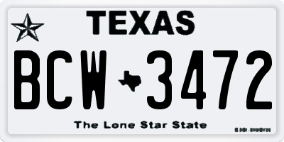 TX license plate BCW3472