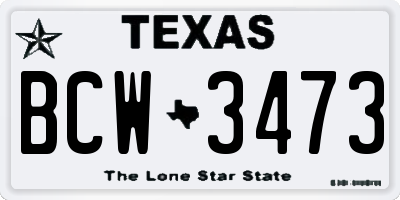 TX license plate BCW3473