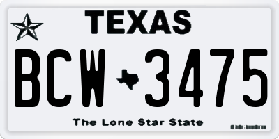 TX license plate BCW3475