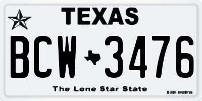 TX license plate BCW3476