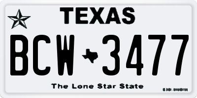 TX license plate BCW3477