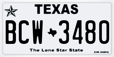 TX license plate BCW3480