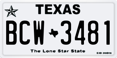 TX license plate BCW3481