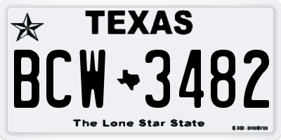 TX license plate BCW3482