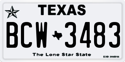 TX license plate BCW3483