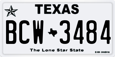 TX license plate BCW3484