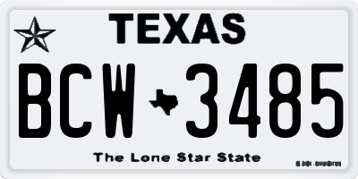 TX license plate BCW3485