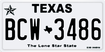 TX license plate BCW3486