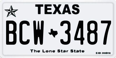 TX license plate BCW3487