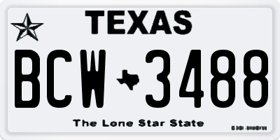 TX license plate BCW3488