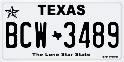 TX license plate BCW3489