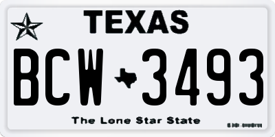 TX license plate BCW3493