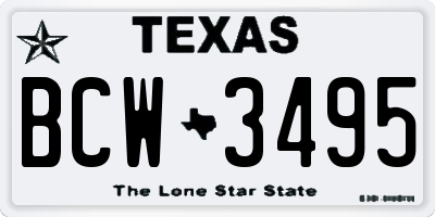 TX license plate BCW3495