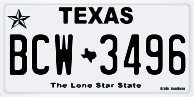 TX license plate BCW3496