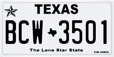 TX license plate BCW3501