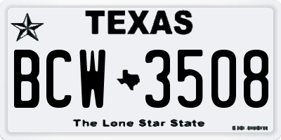 TX license plate BCW3508