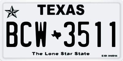 TX license plate BCW3511