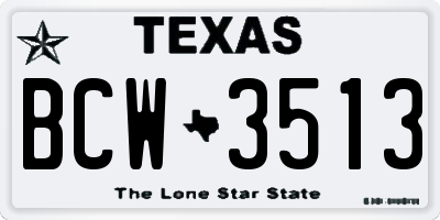 TX license plate BCW3513