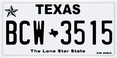 TX license plate BCW3515
