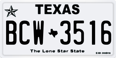 TX license plate BCW3516