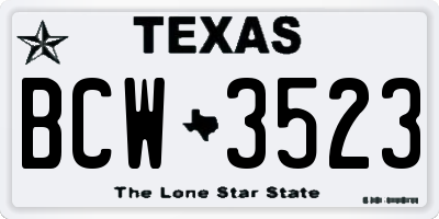 TX license plate BCW3523
