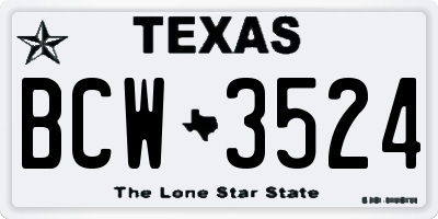 TX license plate BCW3524