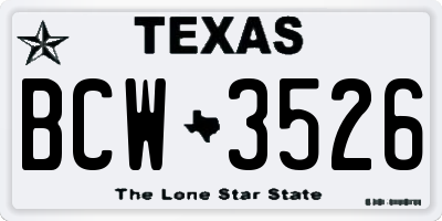 TX license plate BCW3526