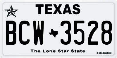 TX license plate BCW3528