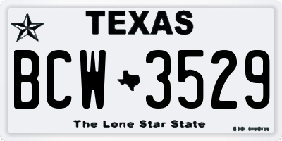 TX license plate BCW3529