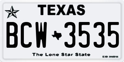 TX license plate BCW3535
